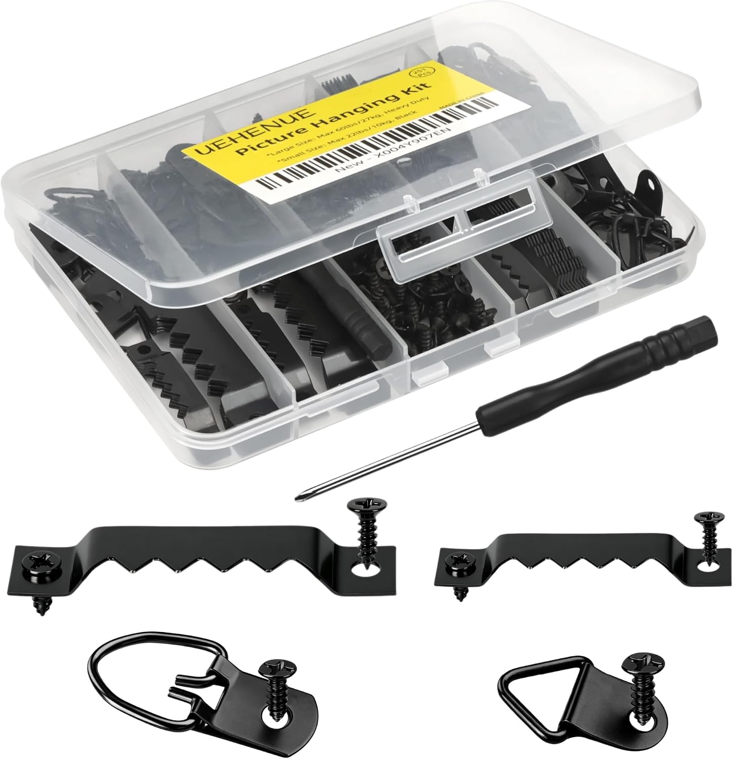 251Pcs Picture Hanging Kit, Include 50 Sawtooth Picture Hangers, 50 D Rings, 150 Screws and...
