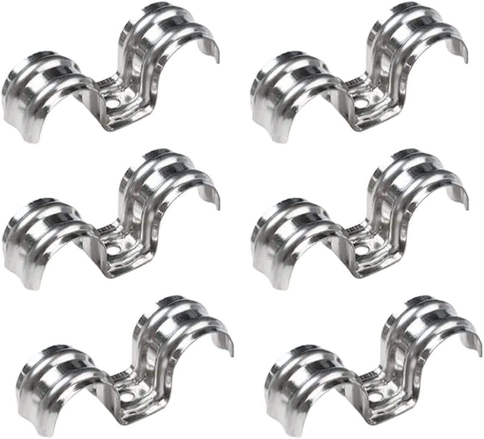 25mm Double Wire Clamps, 20PCS Stainless Steel U-Shaped Pipe Strap Clips, Two Hole Rigid...