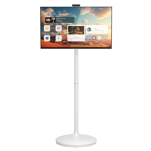 27" FHD Smart Portable TV on Wheels | Rolling TV, Anti-Glare Touchscreen Monitor...