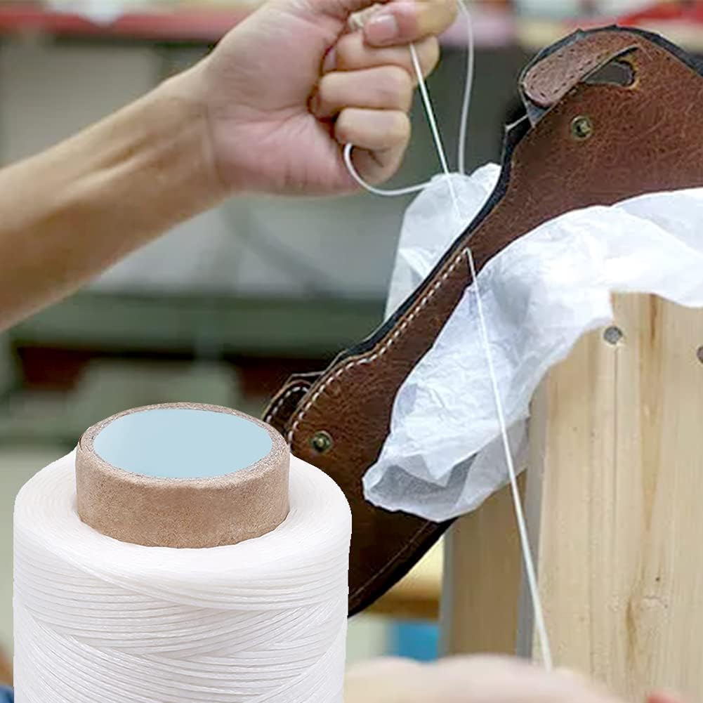 284 Yards Waxed Thread, 210D Heavy Duty Wax Upholstery Thread for Leather Sewing, 0.8mm Flat...
