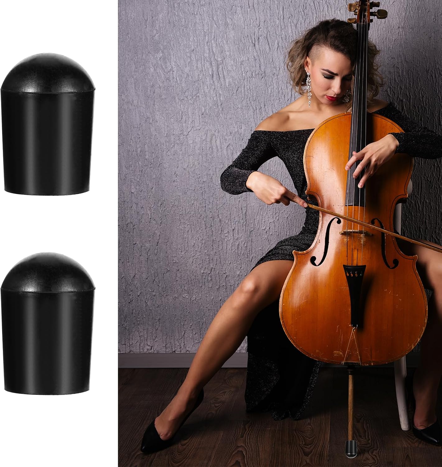 2Pcs Cello Endpin Rubber Tip, Cello Endpin Stopper Slipstop Holder Celloes Rock Stopper End... image