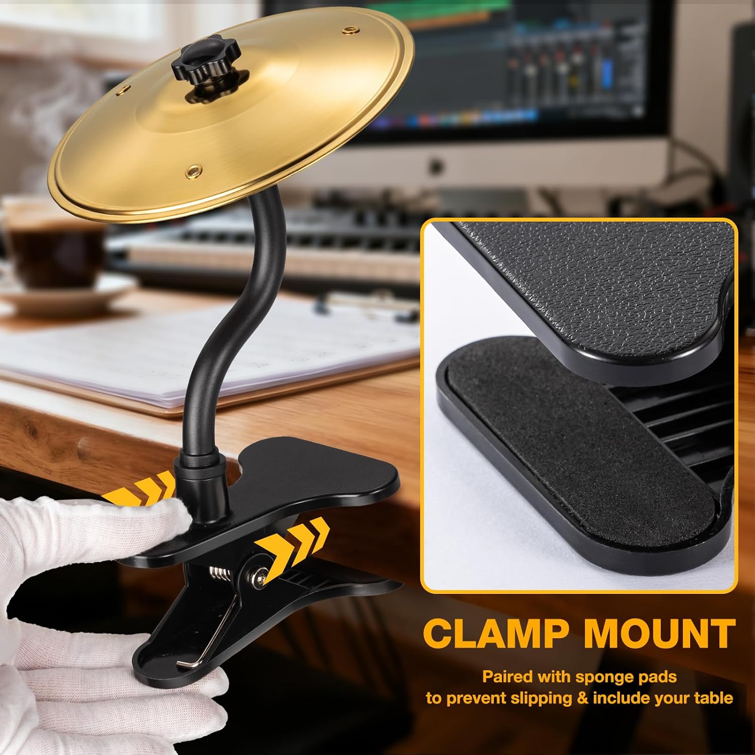 2PCS Desktop Cymbal, Desk Symbol Drum, Easy Clip-On Mini Cymbals for Drumer Music Lovers... image