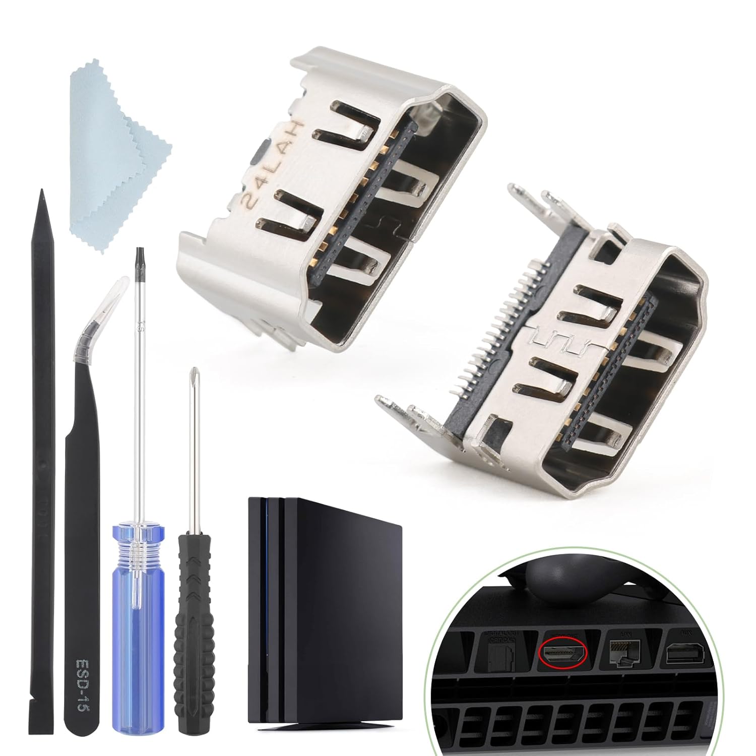 2PCS for PS4 HDMI Port Replacement for Sony Playstation 4 PS4 Socket Jack Interface... image