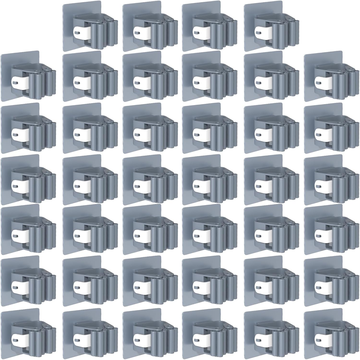 3-H 40-Pack Self Adhesive Broom Holder Wall Mount - Heavy Duty No Drill Broom Organizer for...