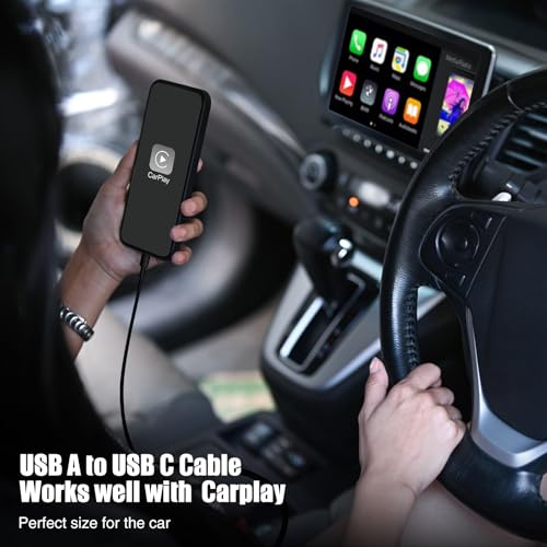 3-Pack Black [3.3FT+3.3FT+6FT] USB A to USB C Cable，USB to USB C Car Carplay Cable for... image