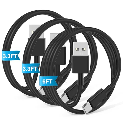 3-Pack Black [3.3FT+3.3FT+6FT] USB A to USB C Cable，USB to USB C Car Carplay Cable for... image