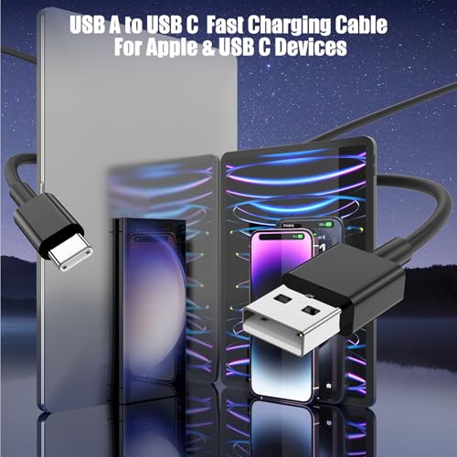 3-Pack Black [3.3FT+3.3FT+6FT] USB A to USB C Cable，USB to USB C Car Carplay Cable for... image