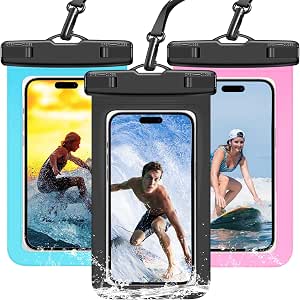 3 Pack Waterproof Phone Pouch IPX8 Universal Waterproof Case Dry Bag Phone Protector for...