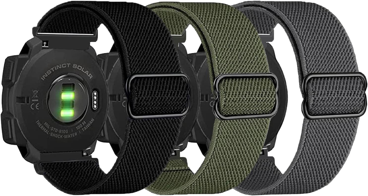 3 Packs Stretchy Nylon Bands Compatible with Garmin Instinct/Instinct 2 Solar/Instinct 3...