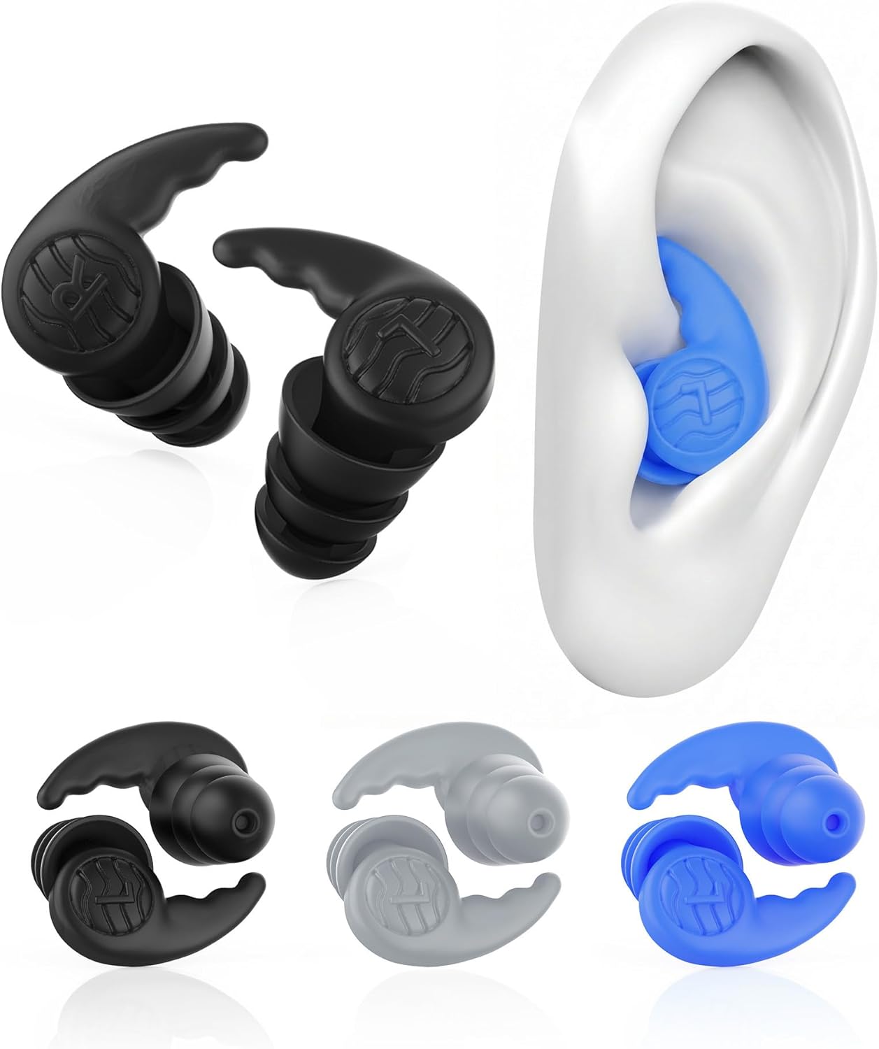 3 Pairs Swimming Earplugs Waterproof Silicone Ear Plugs for Swimming Surfing Shower...