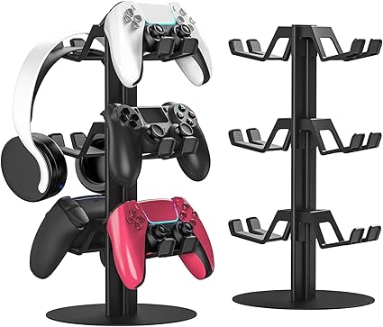3-Tier Game Controller Holder and Headphone Stand Aluminum Alloy for Desk Compatible with...