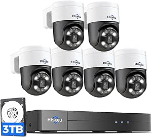 [300°Pan 90°Tilt+Human Tracking] Hiseeu 4K PoE PTZ Camera System,NVR Security Camera...
