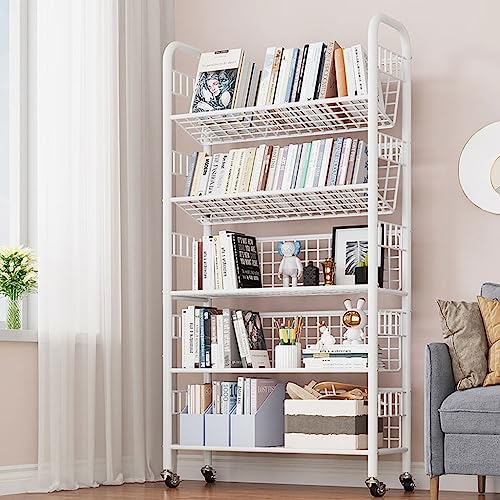360° Rotating Bookshelf - Multifunctional Rolling Storage Cart for Home, Office & Kitchen...