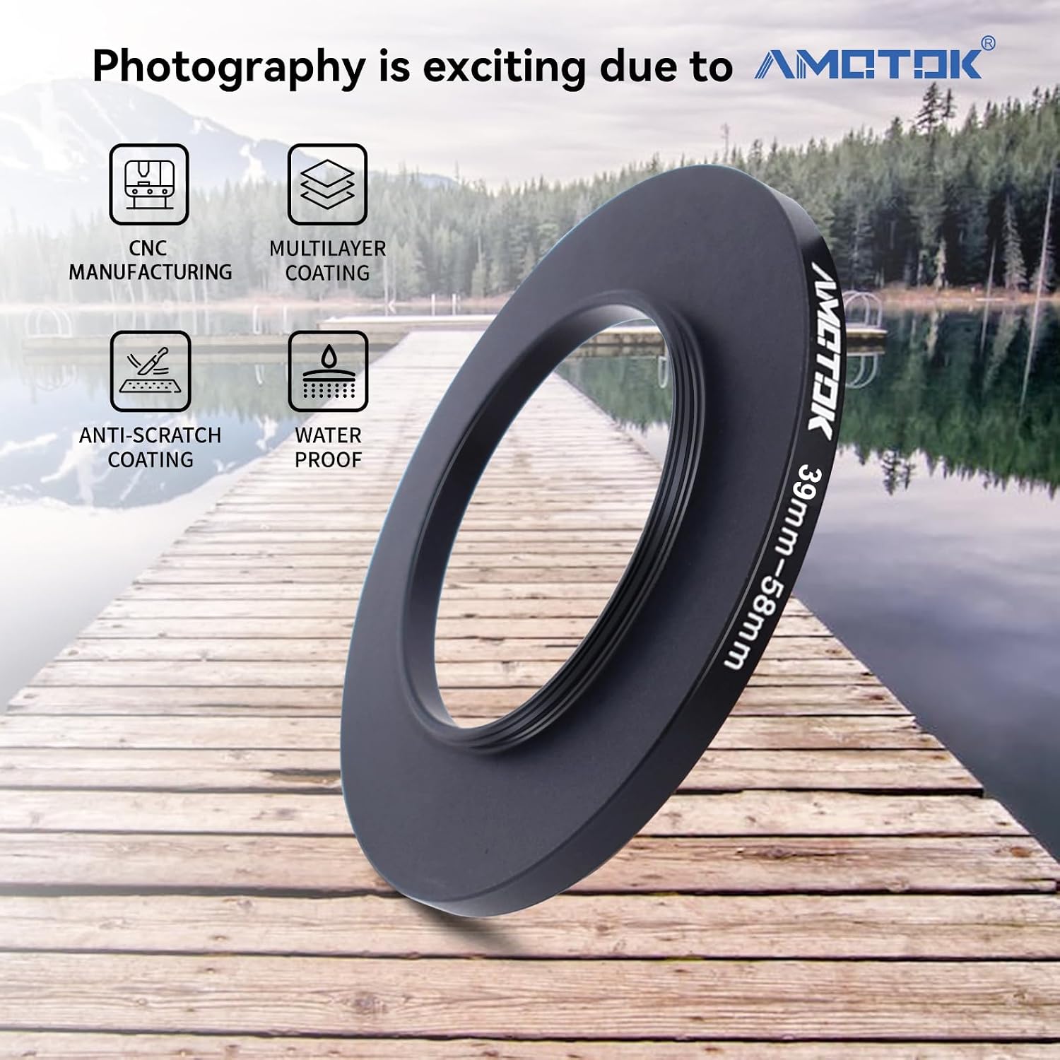 39mm Lens to 58mm Camera Lens Adapter,39mm to 58mm Filter Step up Ring Adapter... image