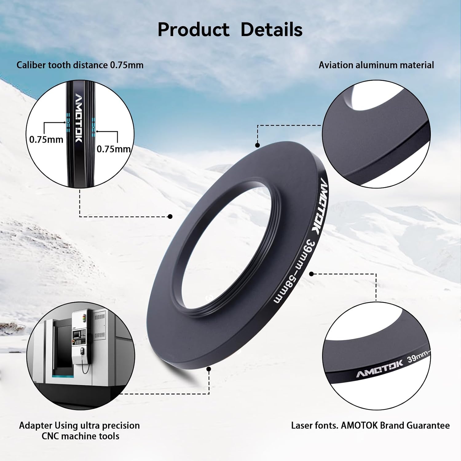 39mm Lens to 58mm Camera Lens Adapter,39mm to 58mm Filter Step up Ring Adapter... image