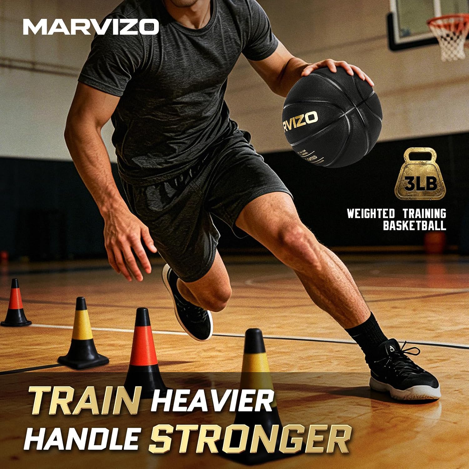 3LBS Elite Weighted Heavy Basketball Training Equipment, Official Size 7 (29.5"), Durable...