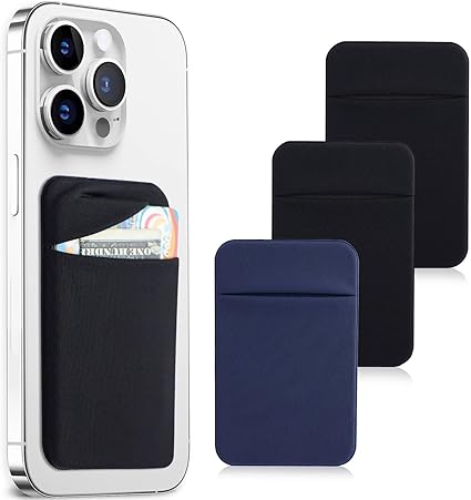 3Pack Cell Phone Card Holder Pocket for Back of Phone,Stretchy Stick on Wallet Credit Card...