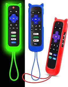 3Pcs Cover for Roku Remote with Cat Ears Design, Silicone Skin Case Compatible with...