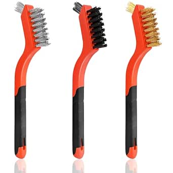 3pcs Wire Brushes for Cleaning Rust, Upgrade Wire Brush Set - Brass/Stainless Steel/Nylon...