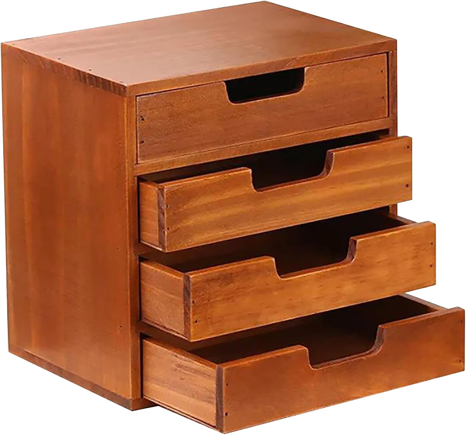 4 Drawer Desktop Storage Organizer in Modern Wood Design (9.8”x6.9”x 9.8”) 4-Drawer...