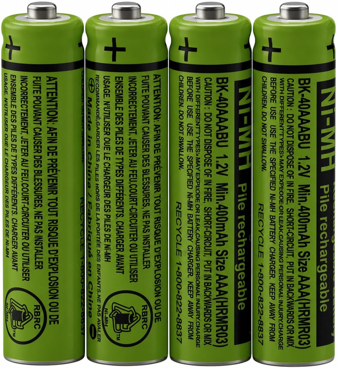 4-Pack BK-40AAABU 1.2V 400mAh Replacement Battery Pack for Panasonic Cordless Phone Handset...