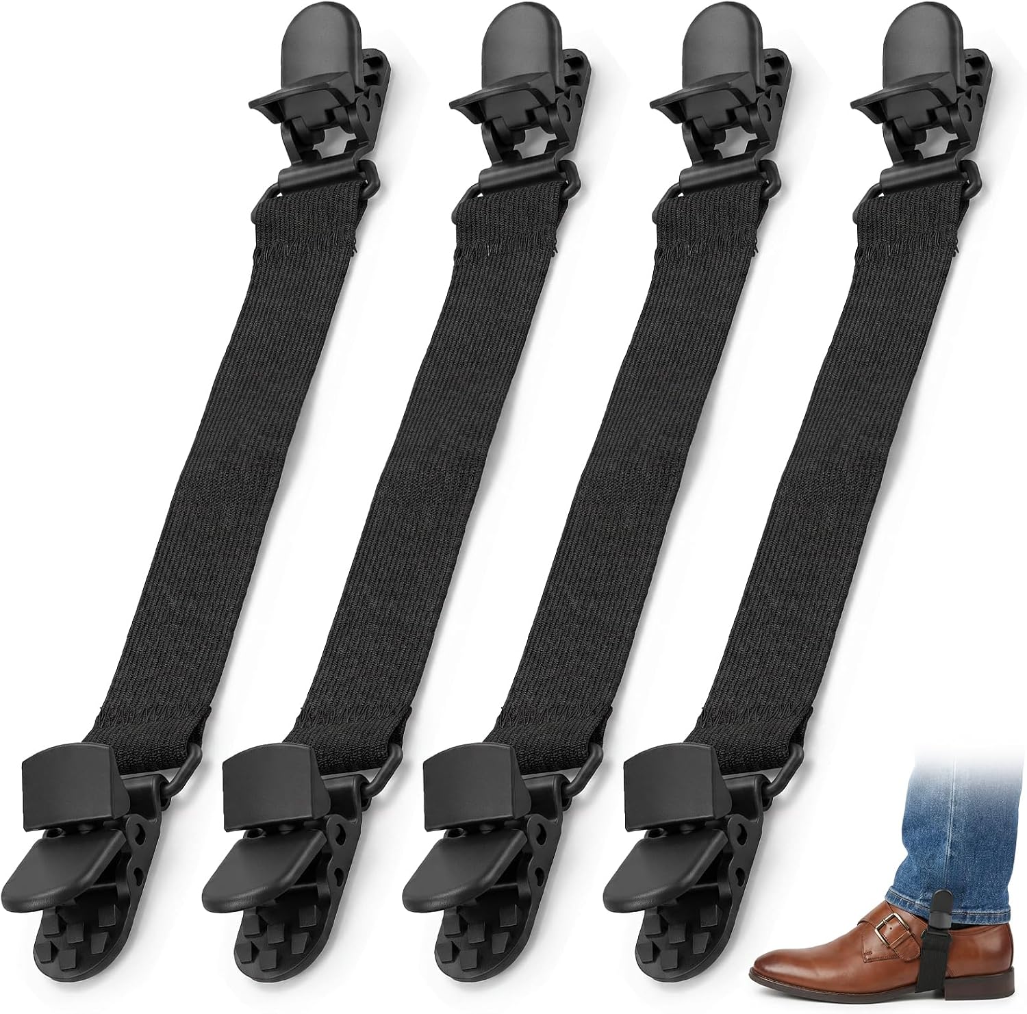 4 Pcs Motorcycle Boot Straps, Adjustable Elastic Boot Straps for Jeans with Sturdy Clips...