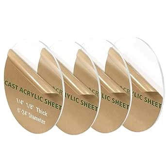 4 Pieces 1/8" Round Plexiglass Sheet, 6 Inch Diameter Clear Acrylic Circle, Cake Disk...