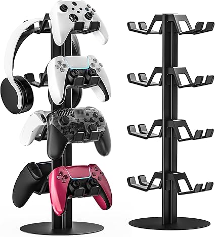 4-Tier Game Controller Holder and Headphone Stand Aluminum Alloy for Desk Compatible with...