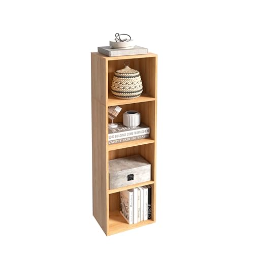 4-Tier Wooden Cube Storage Organizer, 42 Inch Tall Bookcase & Display Shelf with 4 Open...