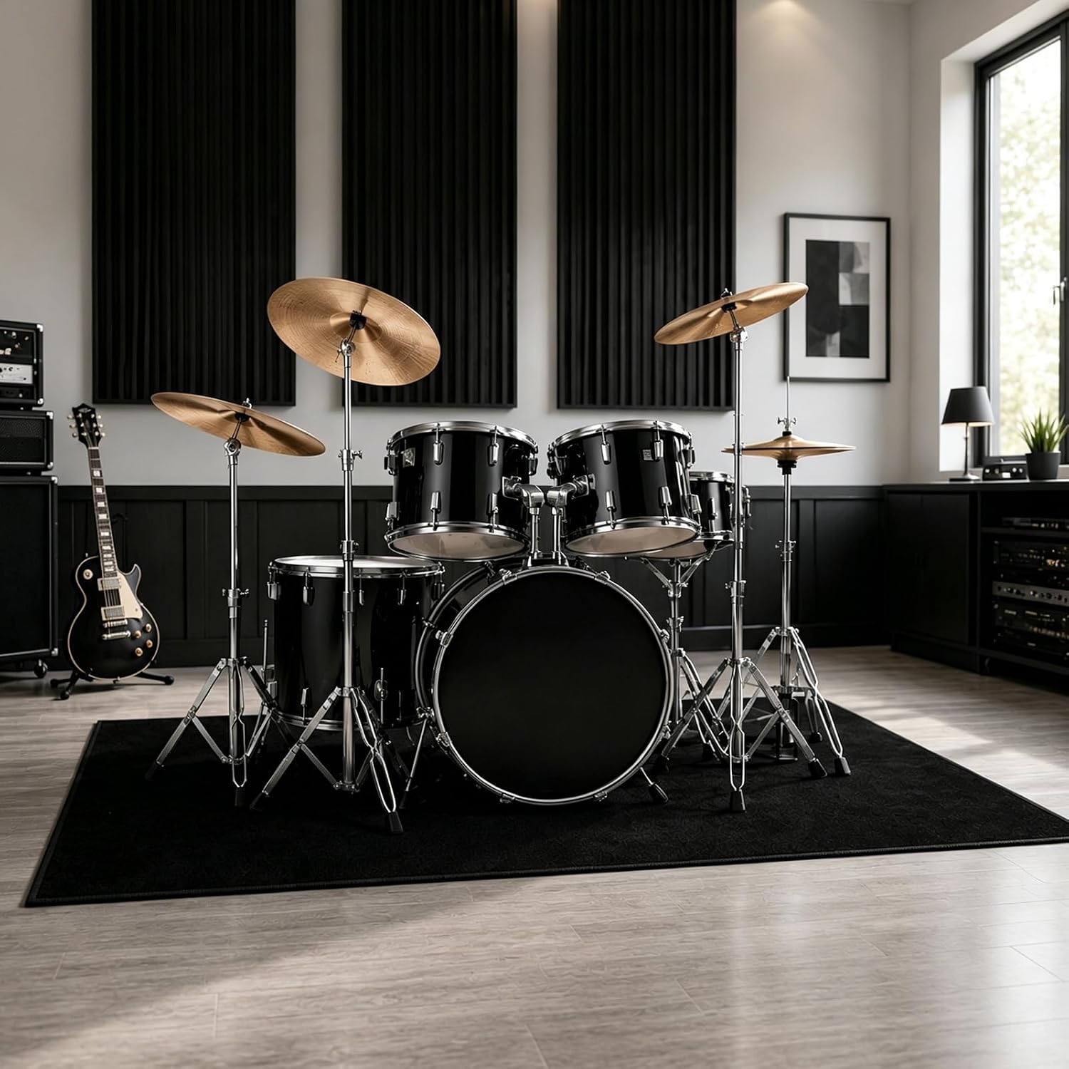 4 x 6 Ft Drum Rug: Non-Slip Carpet for Bedroom or Living Room or Office, Washable Indoor or... image