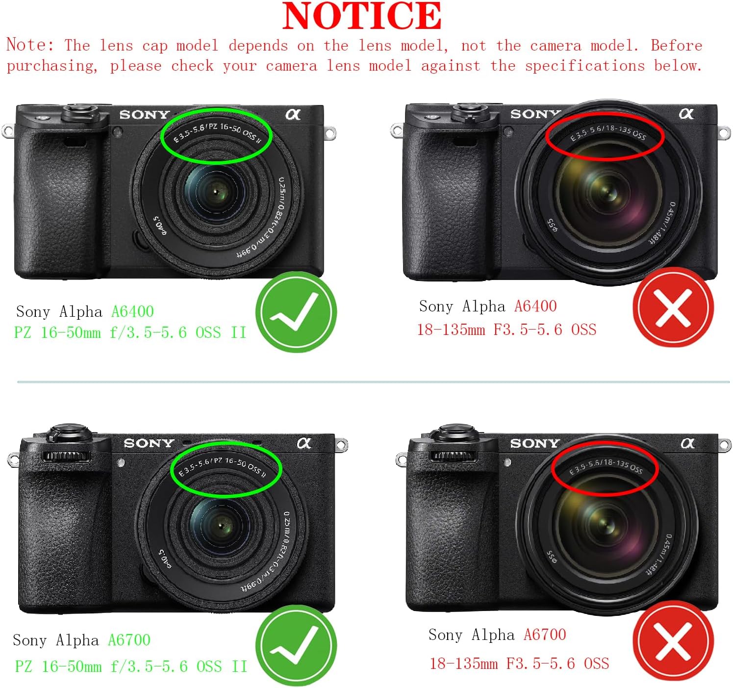 40.5mm Lens Cap Cover for Sony E PZ 16-50mm f/3.5-5.6 OSS/OSS II on Alpha A6400 A6300 A6100...