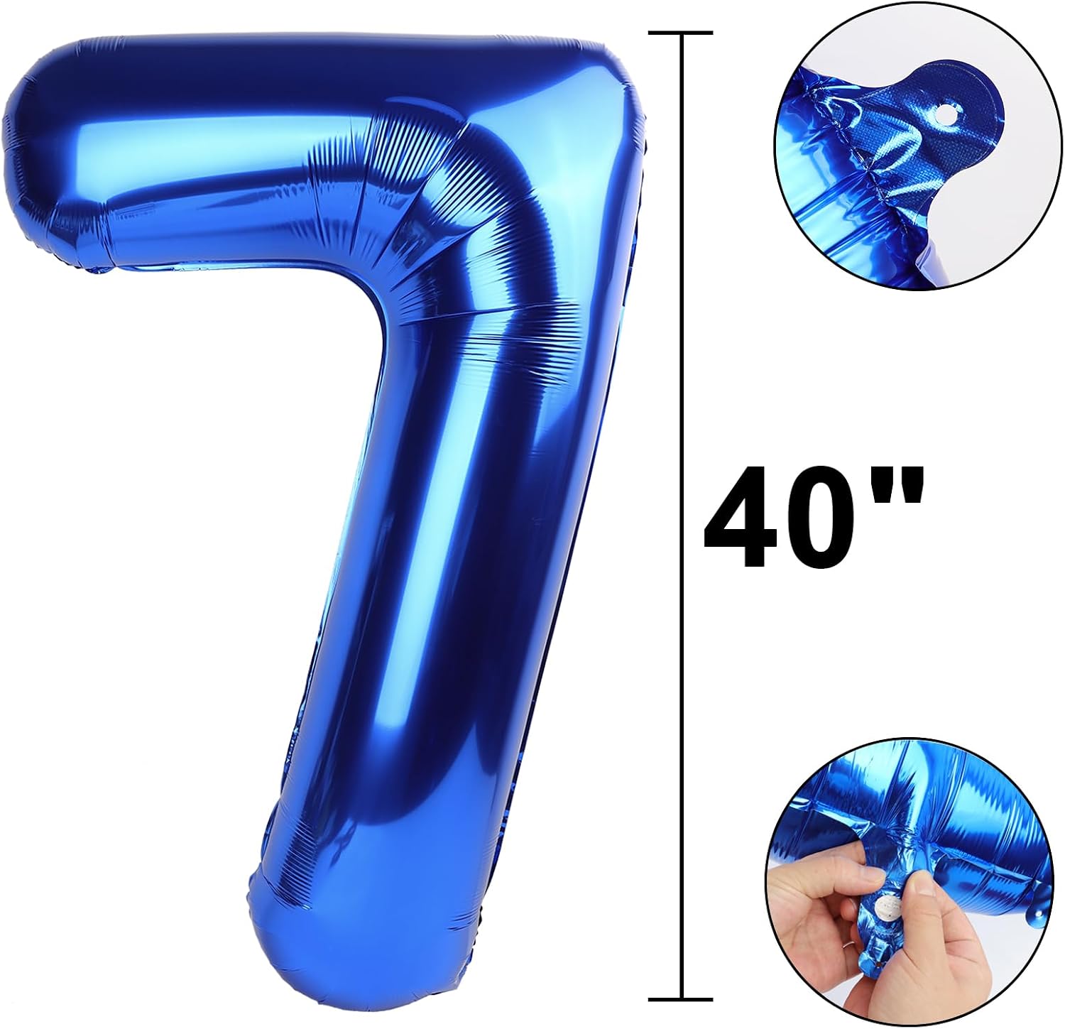 40 Inch Number Blue 7 Balloon,Large Dark Blue Foil Number Balloons 7 17 27 70 for Boys Girls... image