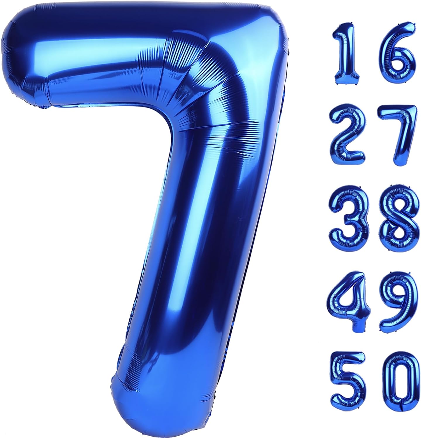40 Inch Number Blue 7 Balloon,Large Dark Blue Foil Number Balloons 7 17 27 70 for Boys Girls...