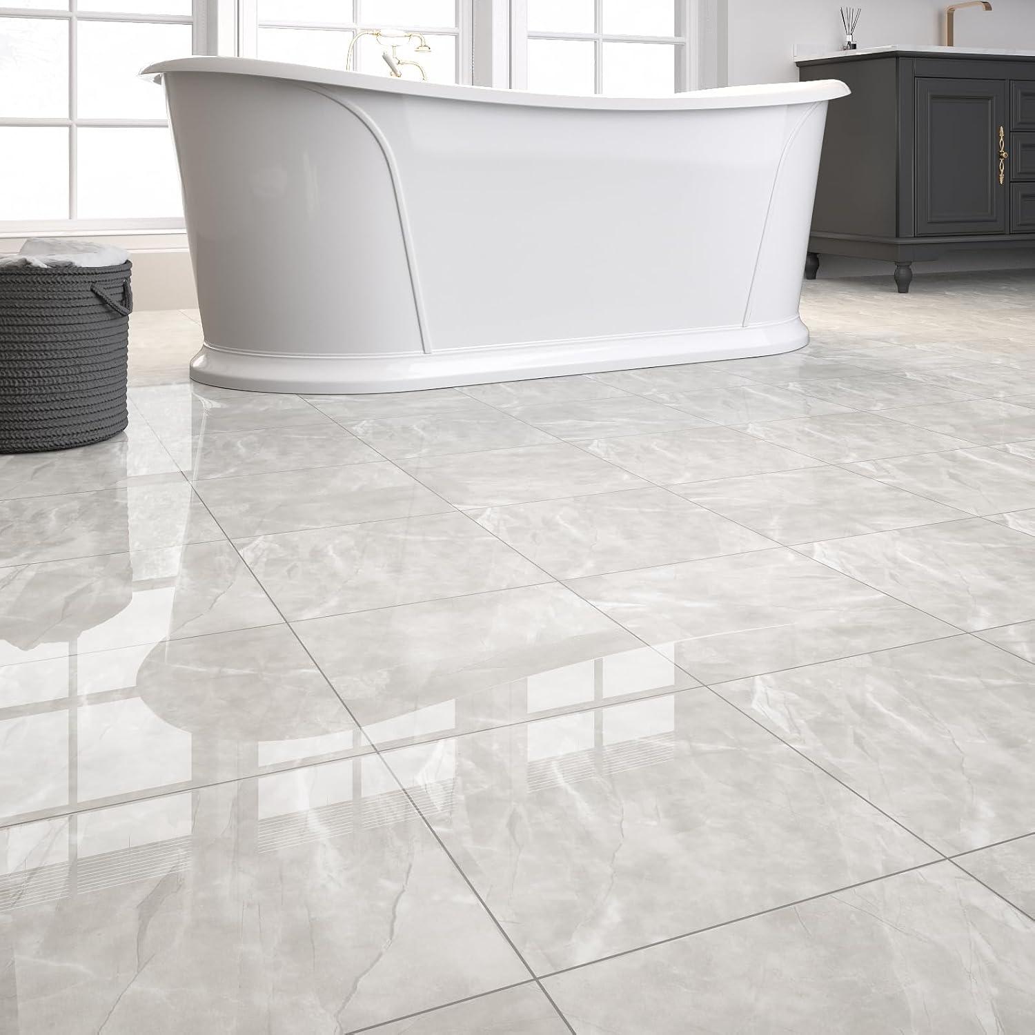 40-Pack Peel and Stick Floor Tiles Vinyl Floor 12 x 12 inch Self Adhesive Waterproof Glossy...