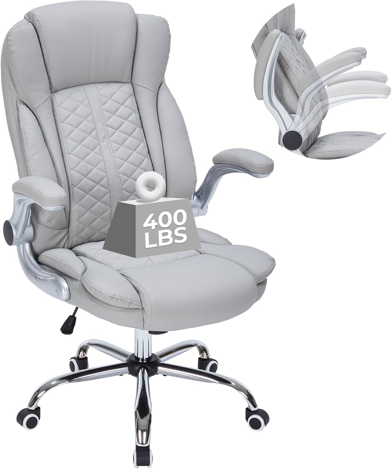 400lbs Executive Office Chair with Flip-Up Armrests, Big and Tall Computer Chair for Heavy...