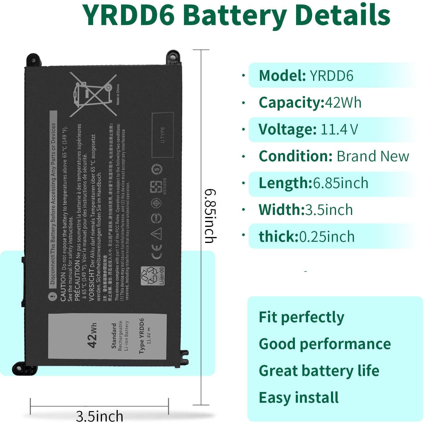 42Wh YRDD6 Battery for Dell inspiron 15 3000 Series 3583 3593 3582 3584 3501,inspiron 15... image