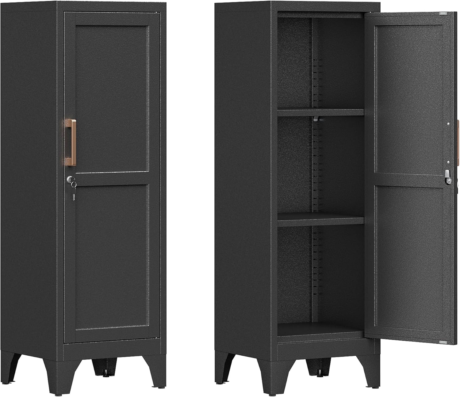 46" H Metal Locker Storage Cabinet, Small Locker with Door and 2 Adjustable Shelf, Small...