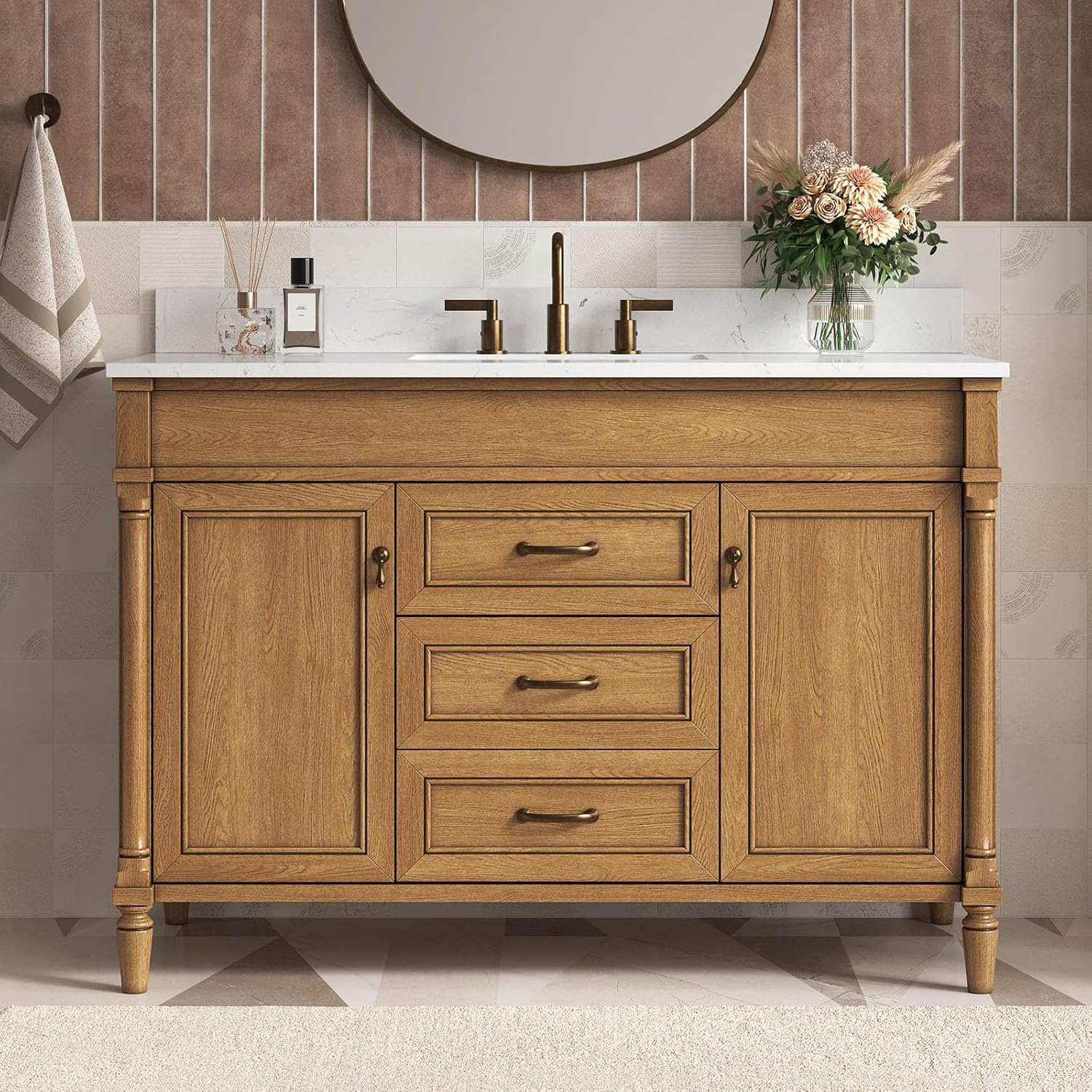 48 Inch Bathroom Vanity with Sink Combo, Classic Bathroom Cabinet with Countertop &...