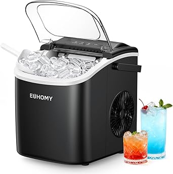 EUHOMY Countertop Ice Maker Machine, Black