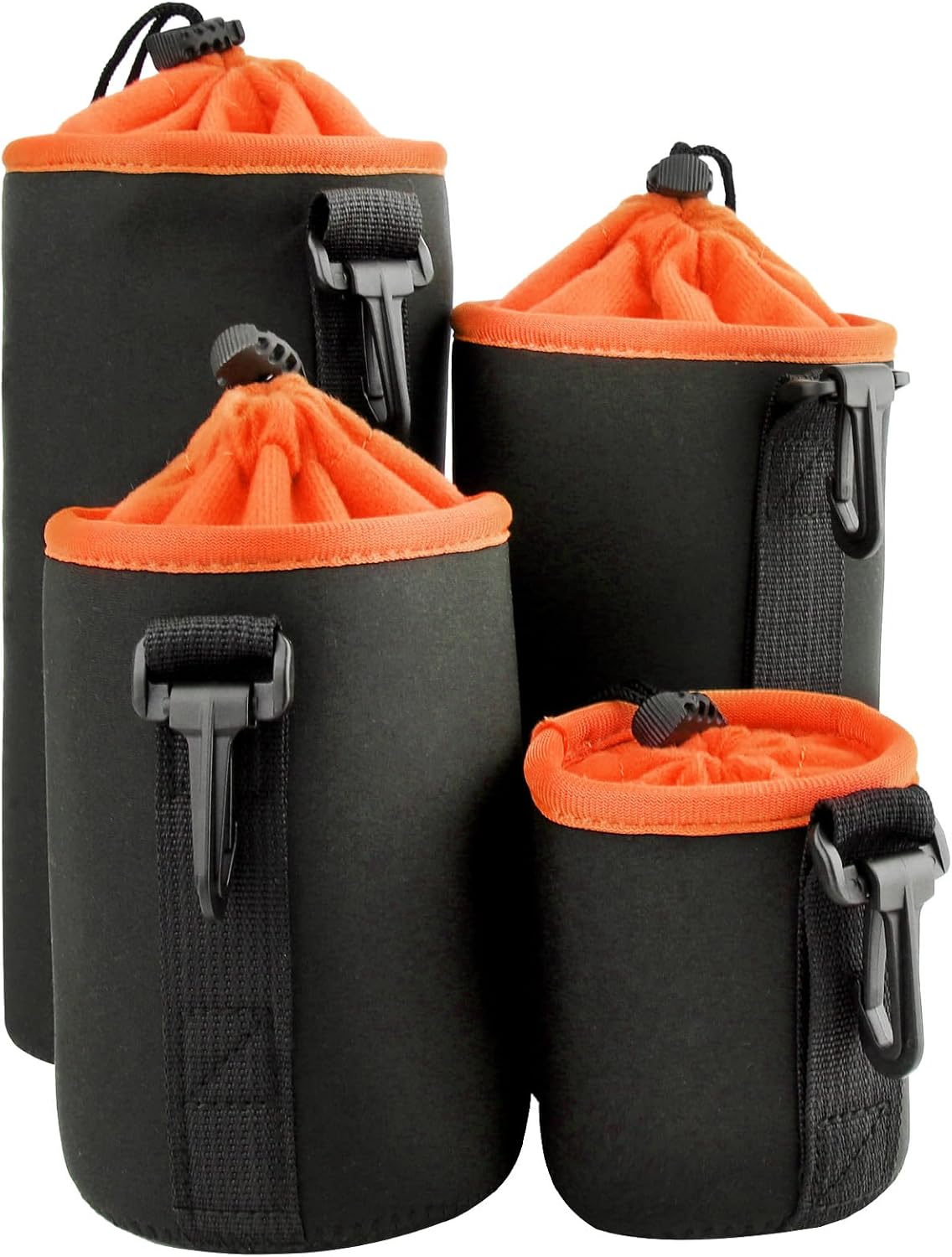 4Pcs Camera Lens Case Bag,4 Size Orange Water Resistant Protective Lens Pouch Set With...