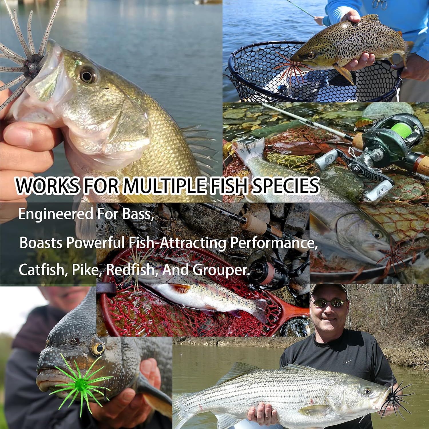 4Pcs Floating Sea Urchin Soft Lure | Tentacle Creature Lure, 4.33" & 3.54" TPR Finesse... image
