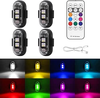 4PCS Wireless LED Strobe Lights with Remote Control, 8 Colors USB Charing Waterproof...