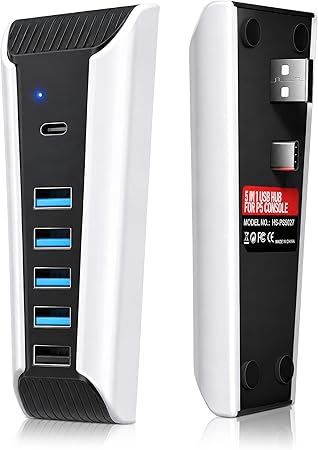 5 Port USB Hub for PS5,USB High-Speed Expansion Hub Charger USB Extender Compatible with...