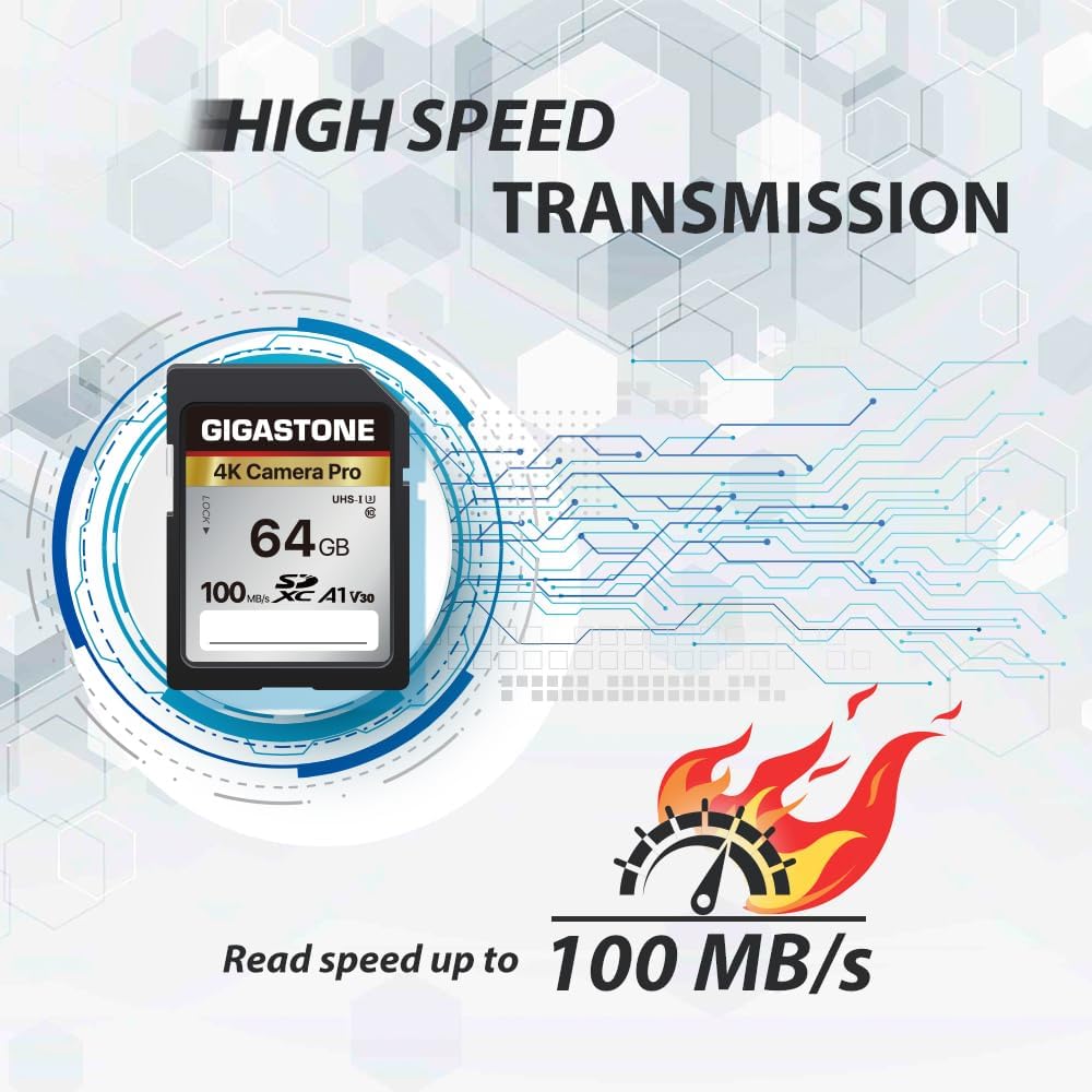 【5-Years Data Recovery】 GIGASTONE 64GB SD Card, 4K Camera Pro, UHS-I A1 V30 SDXC Memory... image