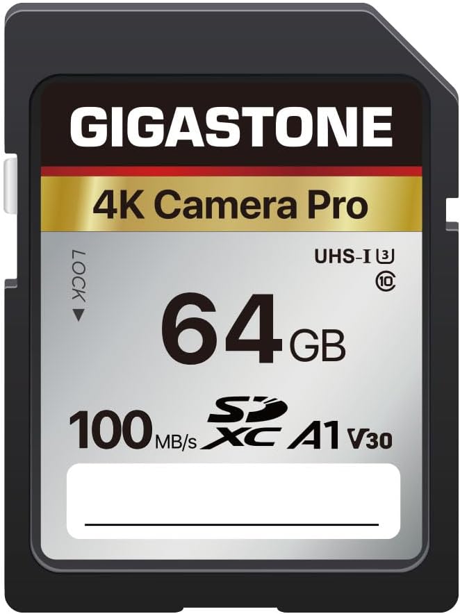 【5-Years Data Recovery】 GIGASTONE 64GB SD Card, 4K Camera Pro, UHS-I A1 V30 SDXC Memory...
