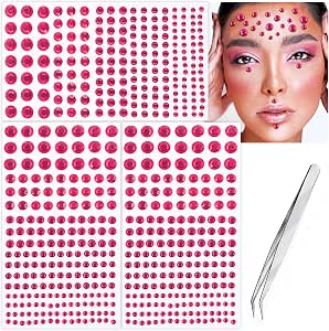 591pcs Face Gems Hair Gems Pearls, Self-Adhesive Face Jewels Eye Rhinestones 3/4/5/6/8 mm...