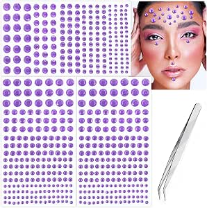 591pcs Face Gems Hair Gems Pearls, Self-Adhesive Face Jewels Eye Rhinestones 3/4/5/6/8 mm... image