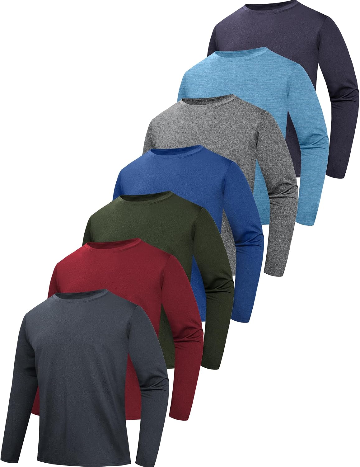 6/7 Pack Men's Quick Dry Long Sleeve Shirts UPF 50+ UV Sun Protection SPF Shirt Moisture...