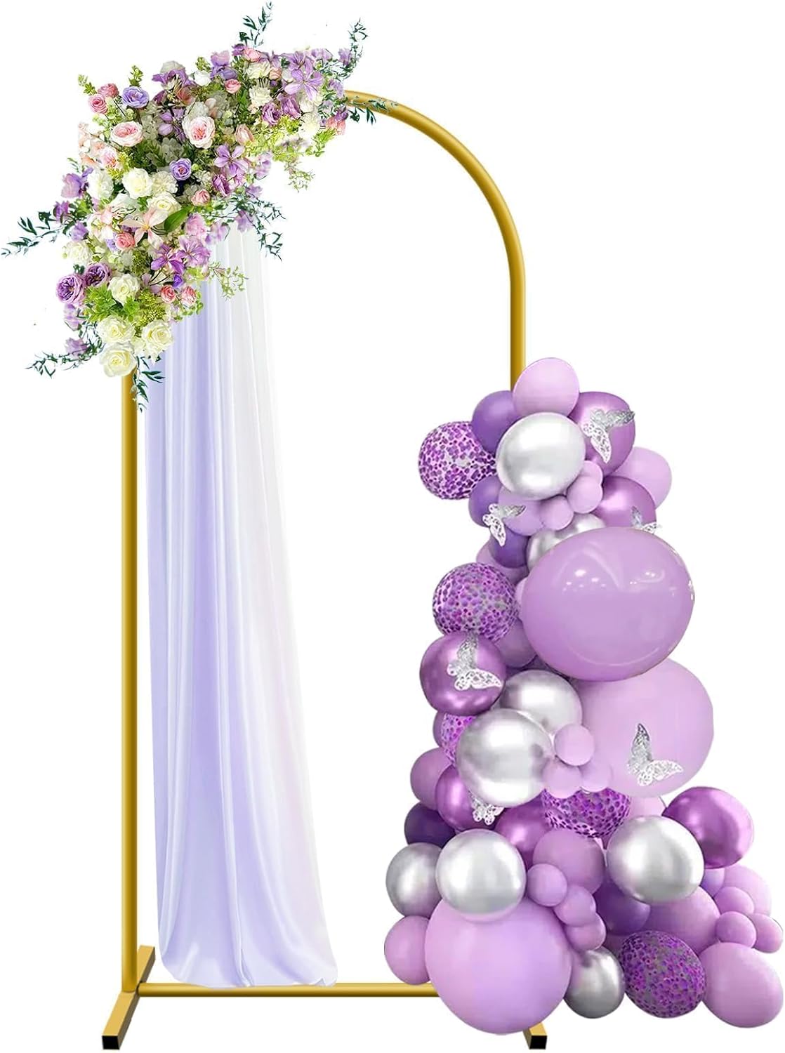 6 ft Arch Backdrop Stand, Wedding Arch Frame, Stable Metal Background Stand with Square Base...