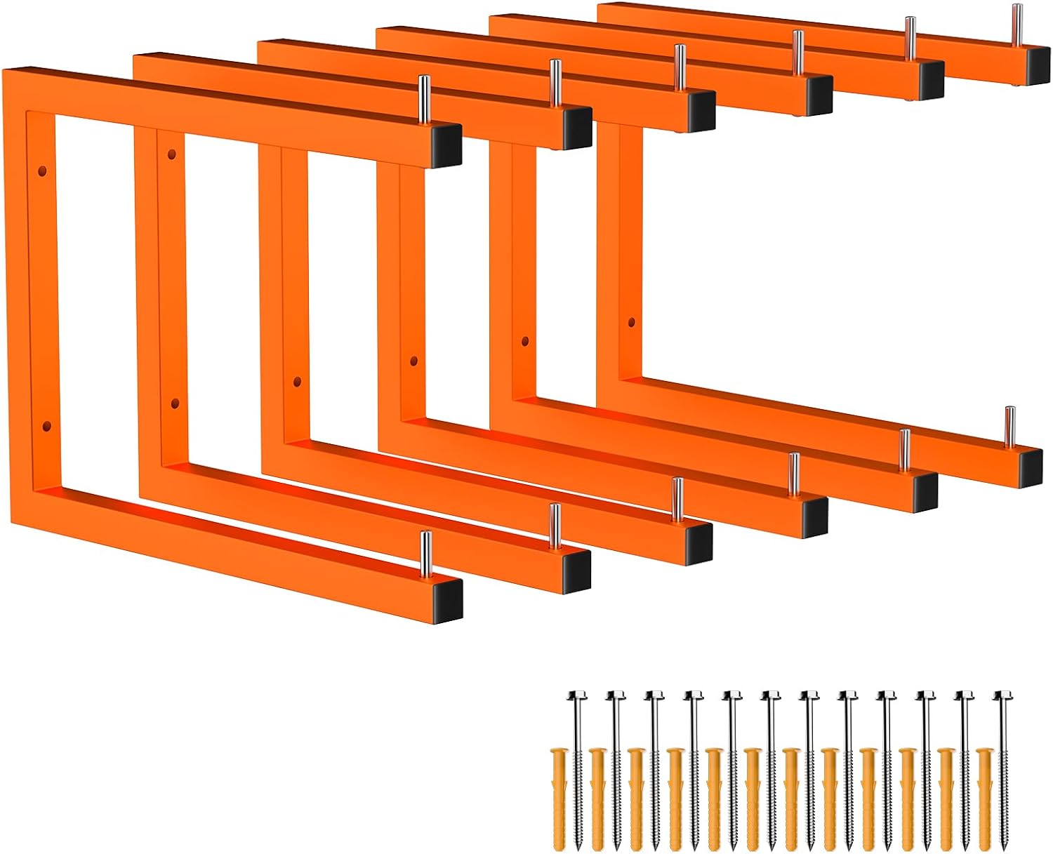 6 Pack Lumber Storage Rack | Wall-Mounted Wood Storage | 6-Tier Heavy-Duty Lumber Rack |...